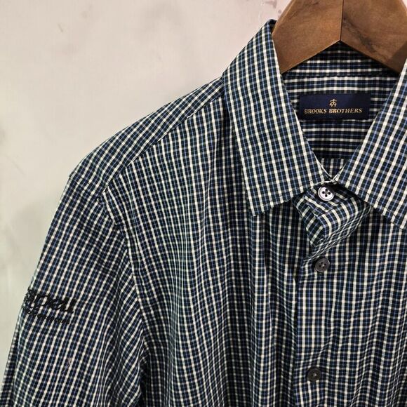 Brooks Brothers Shirt Mens Small Black Blue Plaid Button Up Check Long Sleeve - Picture 2 of 10